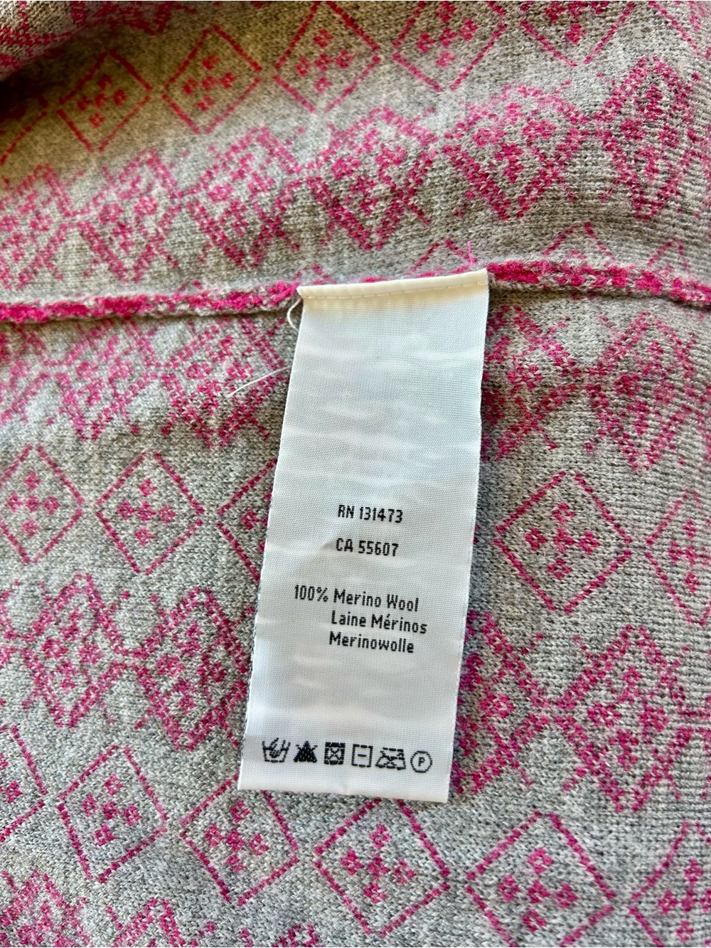 Neve Nordic Merino Wool Pink Patterned Zip-Front Sleeveless Vest Sz S - Picture 8 of 9
